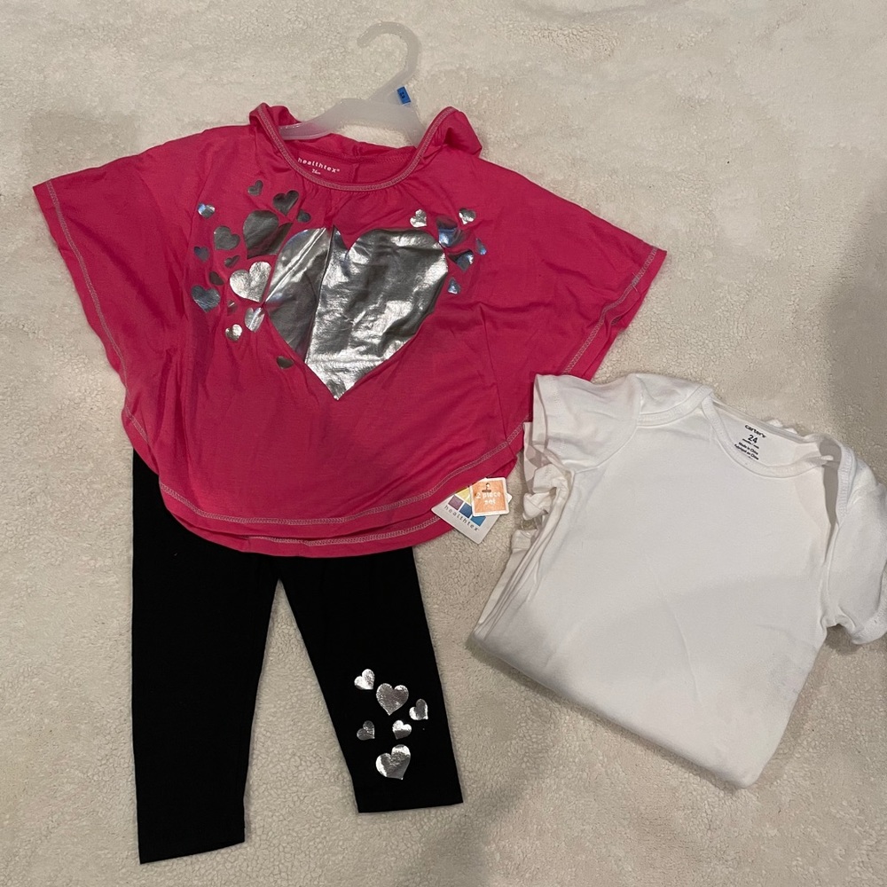 Toddler Girls Heart Poncho Set and Onesies
